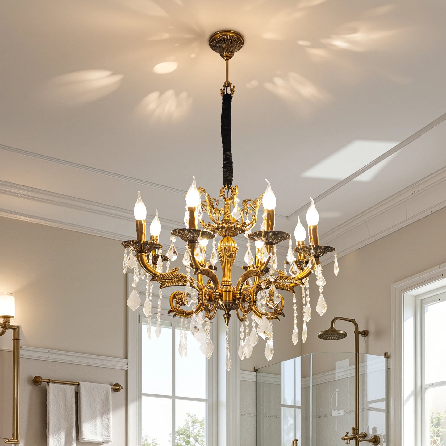 Vintage Polished Crystal Chandelier Pendant Ceiling Light Fixture