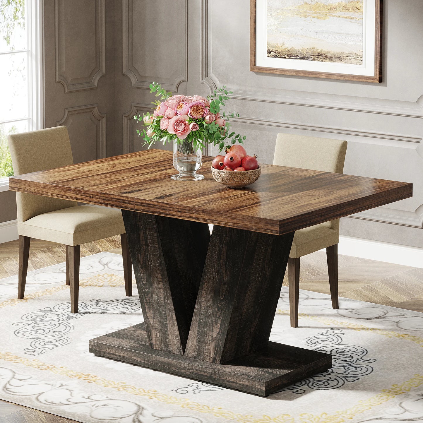 Tribesigns Premium Wooden Dining Table For Kitchen Living