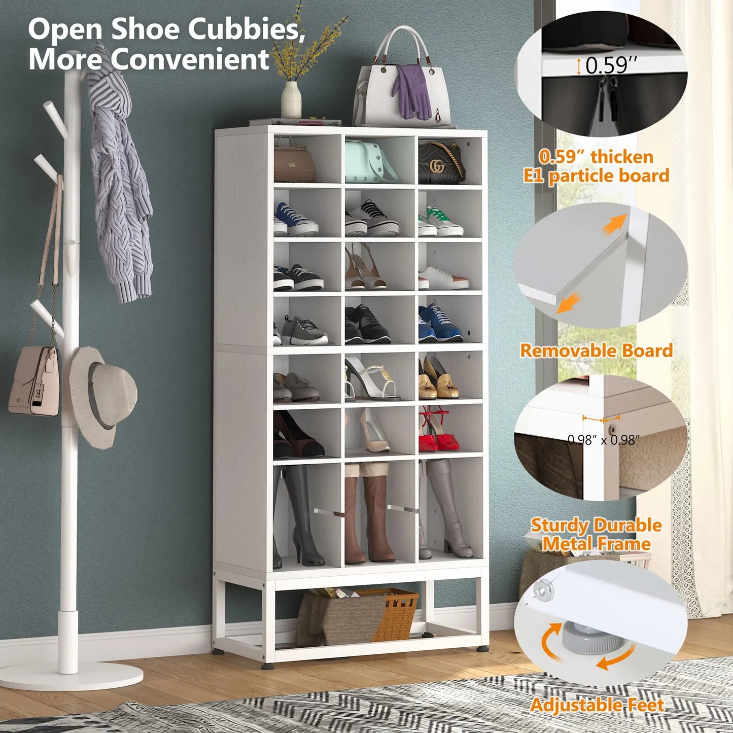 Tribesigns Wooden Shoe Cabinet With Drawer Display Shelf Rack