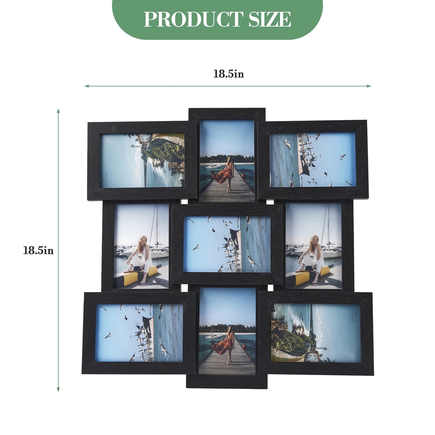 Modern Collage Photo Frame Set With Shatterproof Glass For Walls