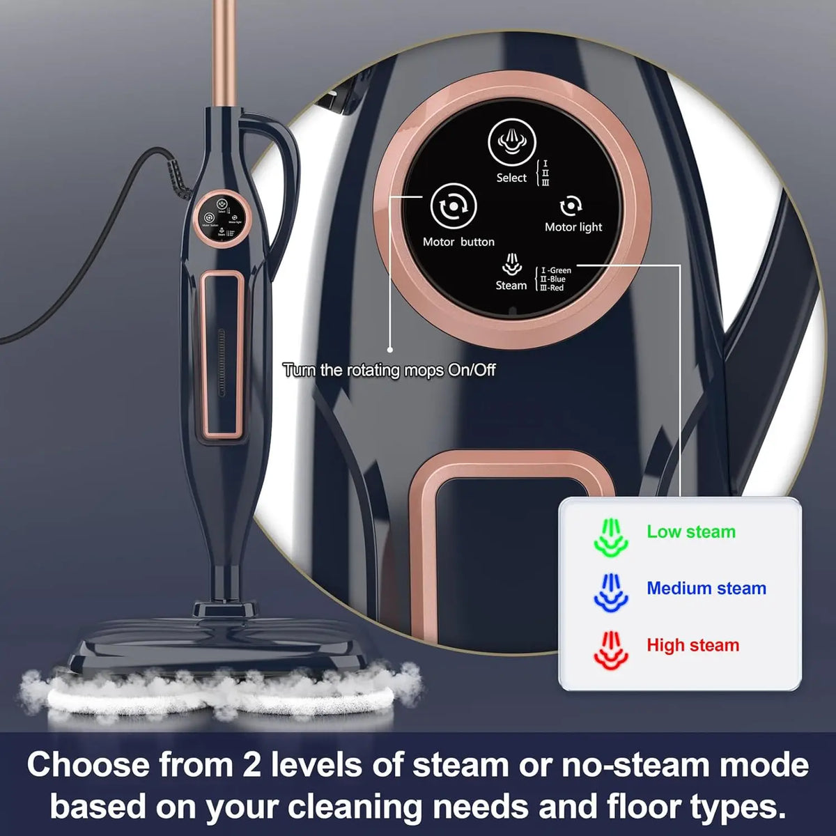 Vastorm VM6 Steam Mop With Rotating Pads And LED Headlight