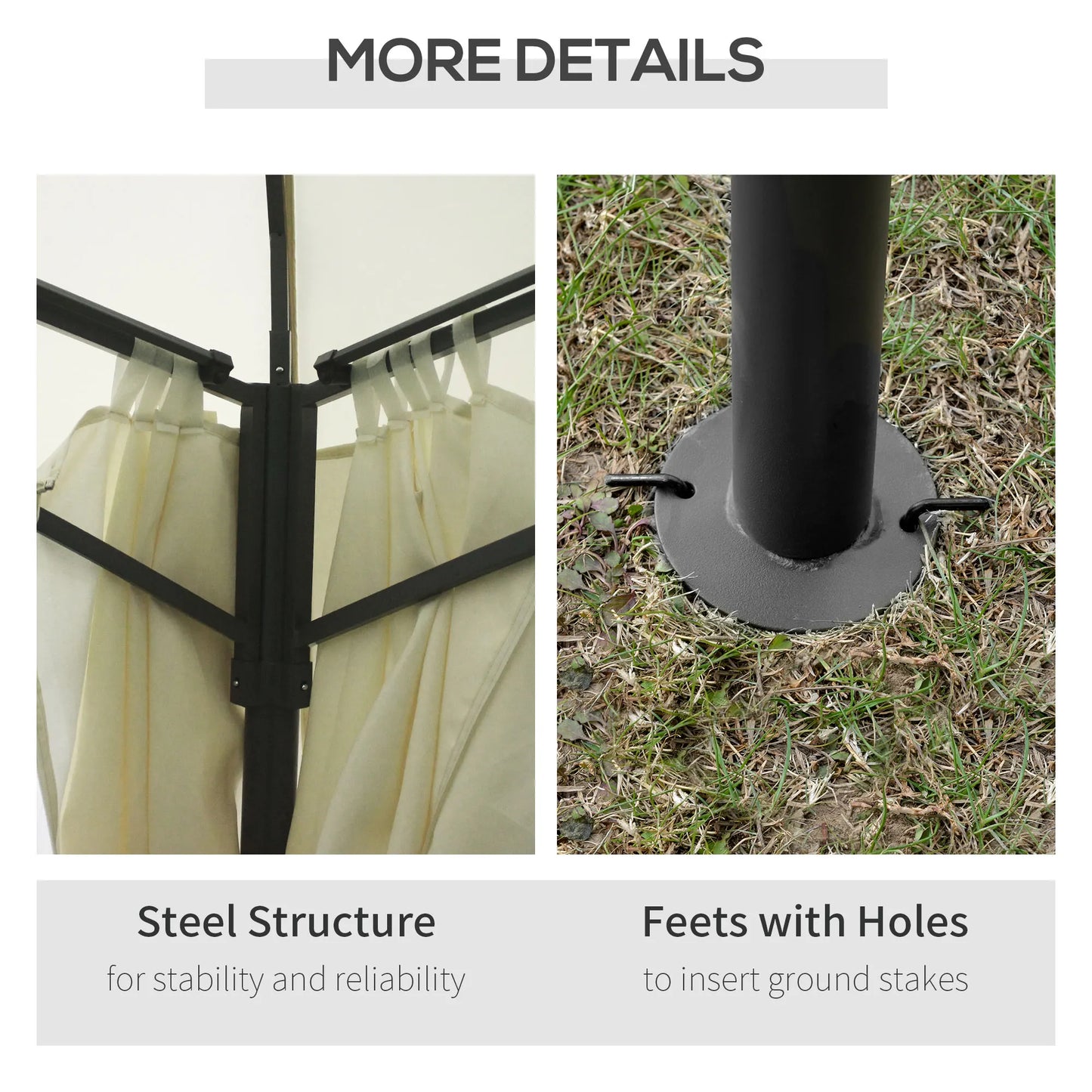 Double Vented Steel Patio Gazebo With Polyester Canopy And Curtains