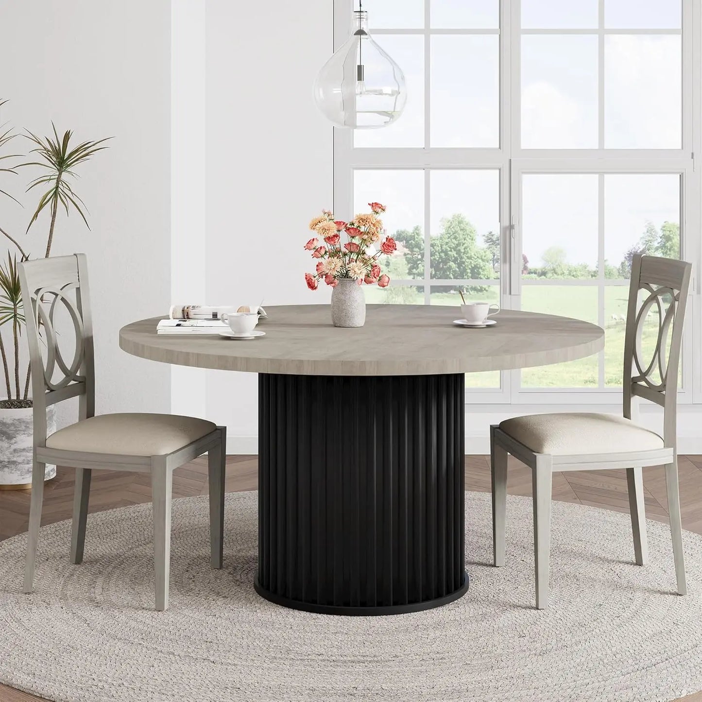 Twister Ck Round Metal Pedestal Dining Table For Modern Homes
