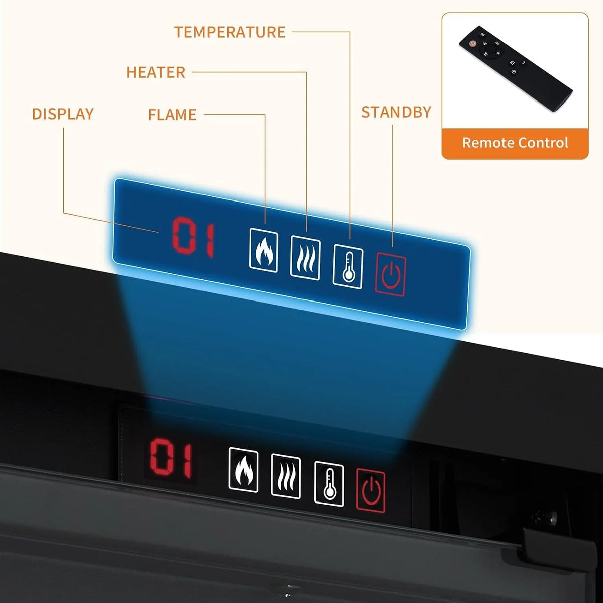 Anixol Electric Fireplace Linear Recessed Wall Mounted Heater