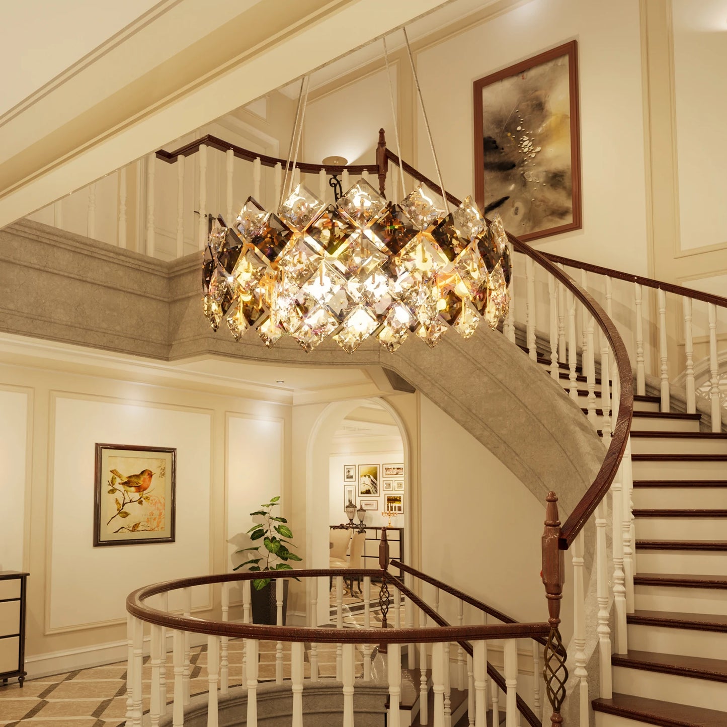 Luxury Crystal Chandelier Pendant Ceiling Light With Bulbs Included