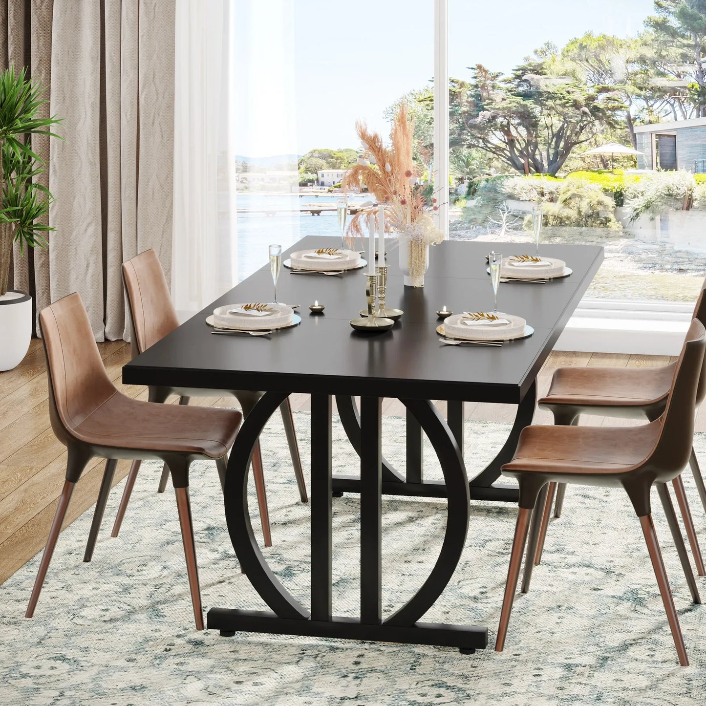 Tribesigns Modern Industrial Dining Table With Sturdy Metal Frame