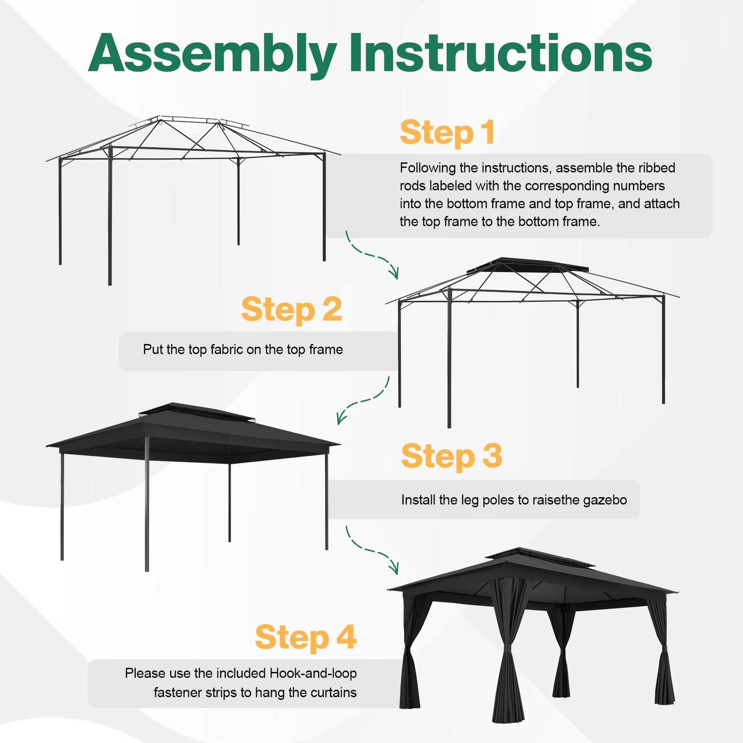 Tooluck Heavy Duty Steel Gazebo With Vented Double Roof