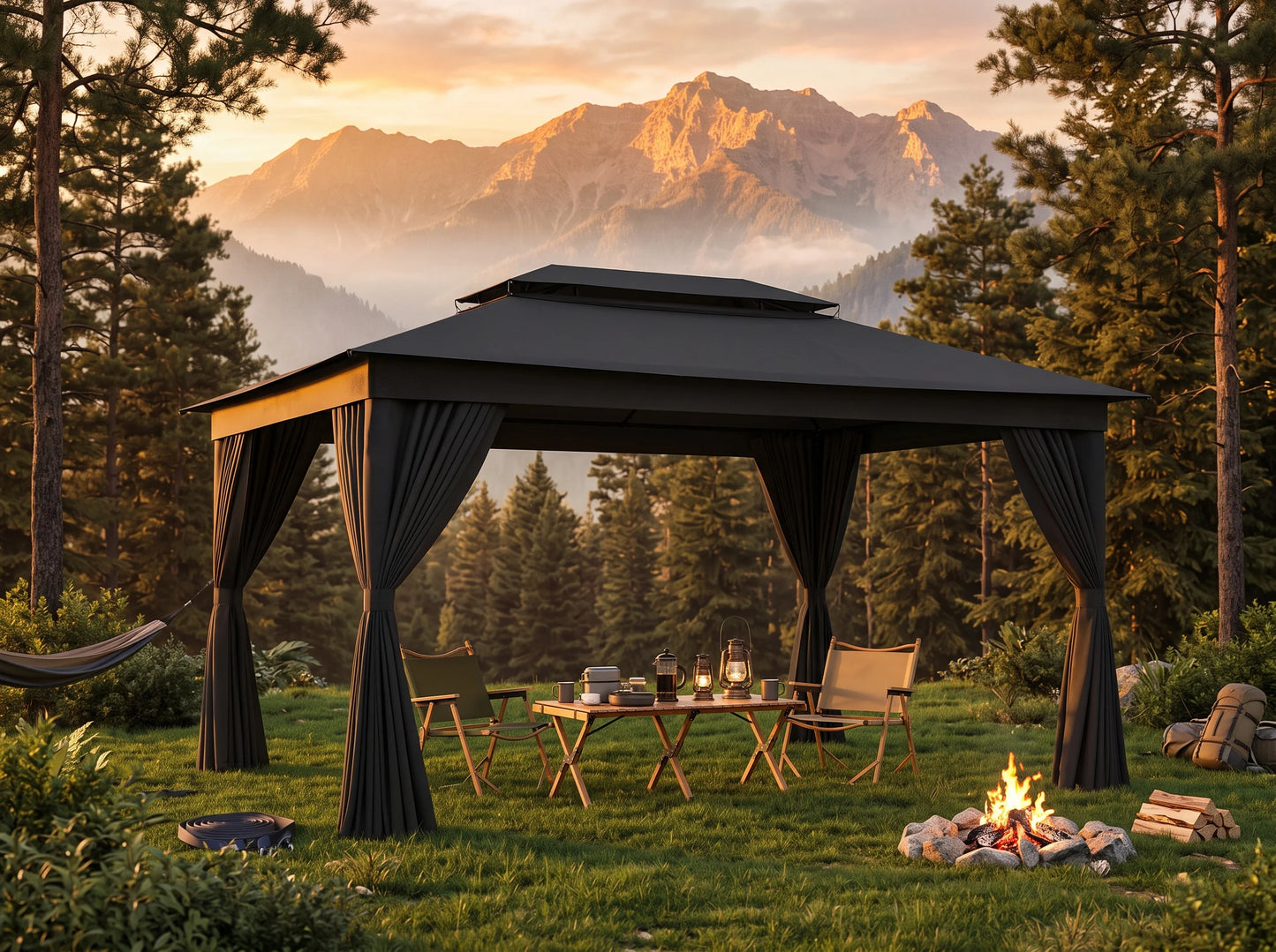 Tooluck Heavy Duty Steel Gazebo With Vented Double Roof