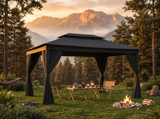 Tooluck Heavy Duty Steel Gazebo With Vented Double Roof