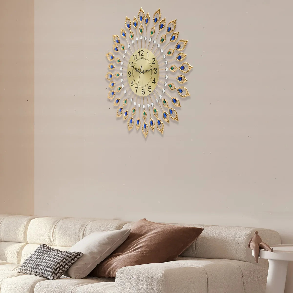 Peacock Feather Wall Clock With Silent Quartz Movement