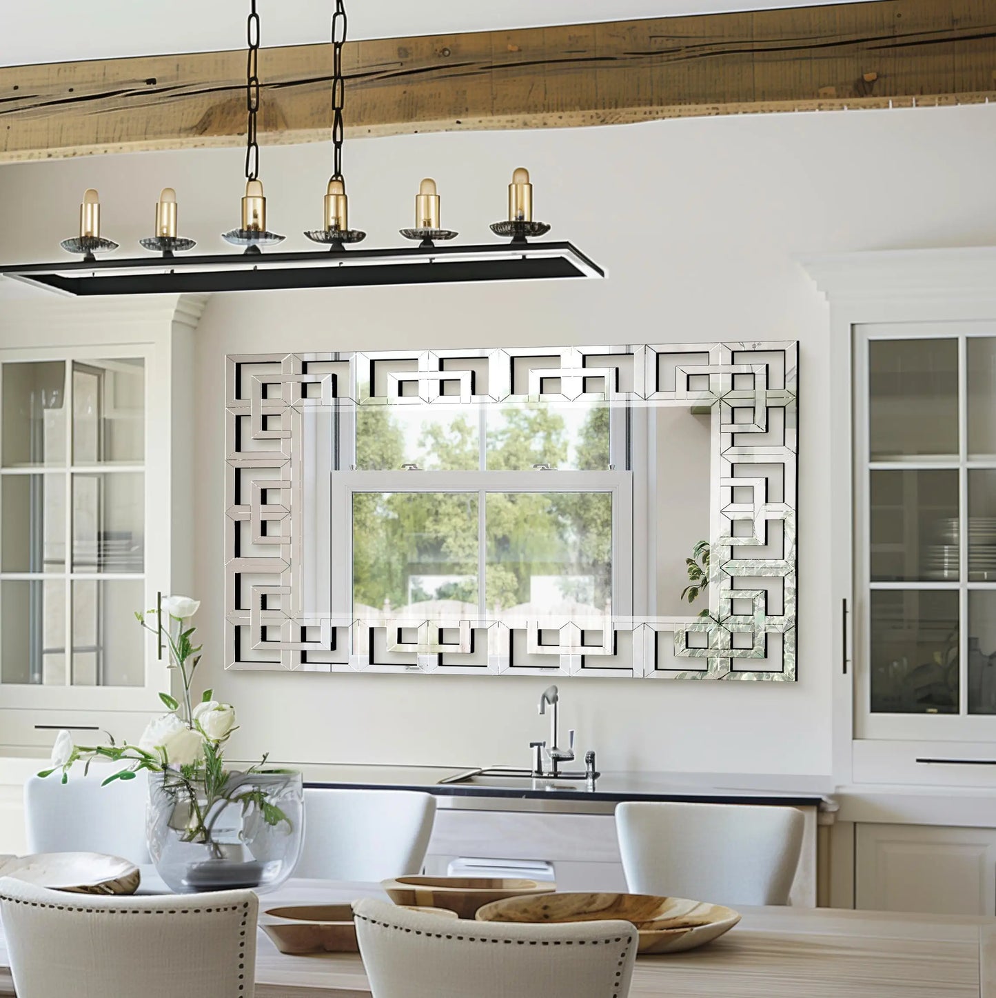Rectangular Venetian Beveled Glass Wall Mirror For Home Decor