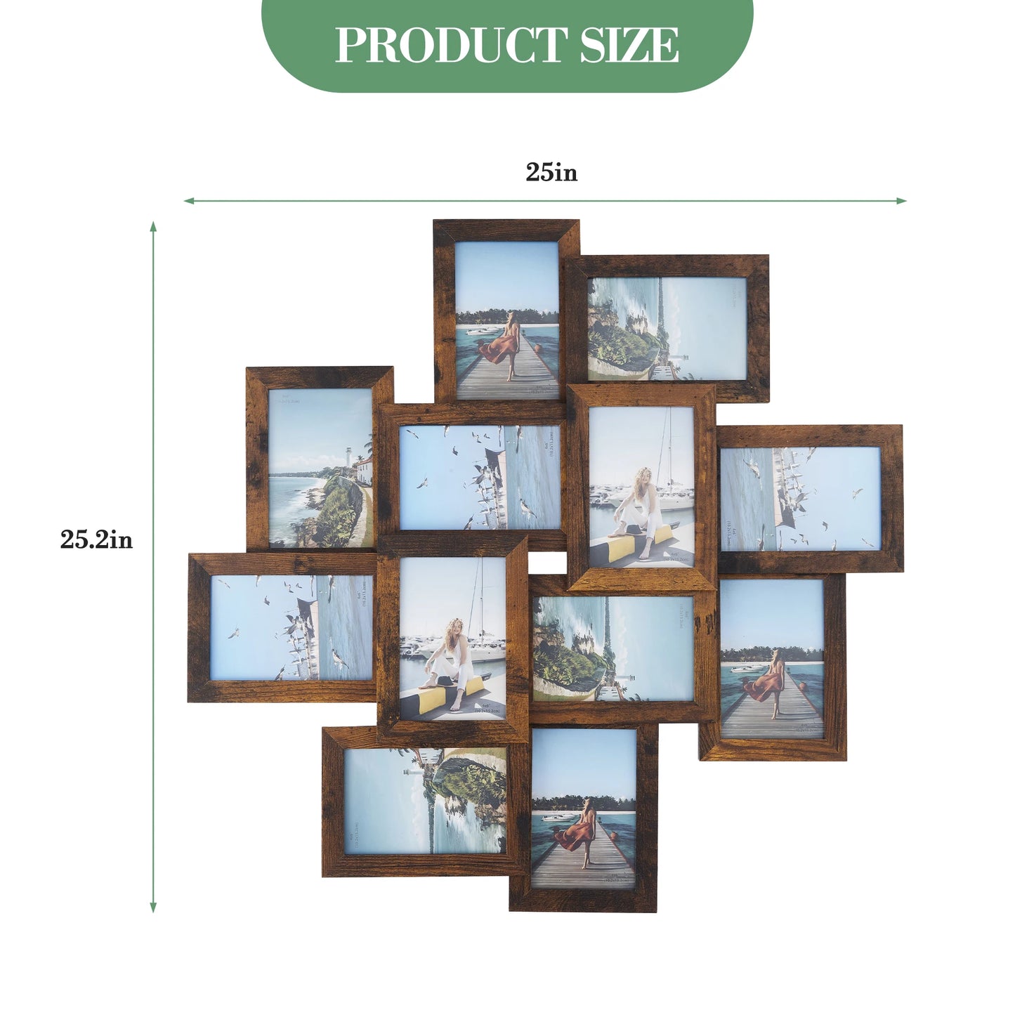 Modern Collage Photo Frame Set With Shatterproof Glass For Walls