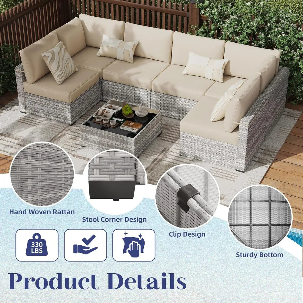 Luxury All Weather PE Rattan Modular Patio Conversation Furniture