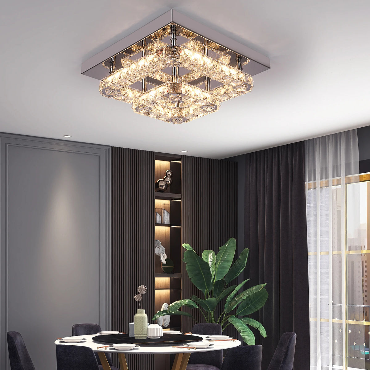 GreeLustr Crystal LED Ceiling Light For Bedroom And Living Room