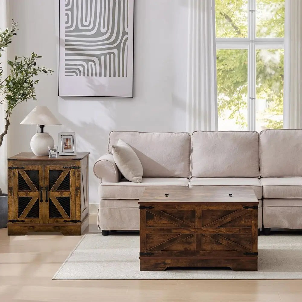 LuxeMerge Three Piece Coffee And End Table Set With Charger