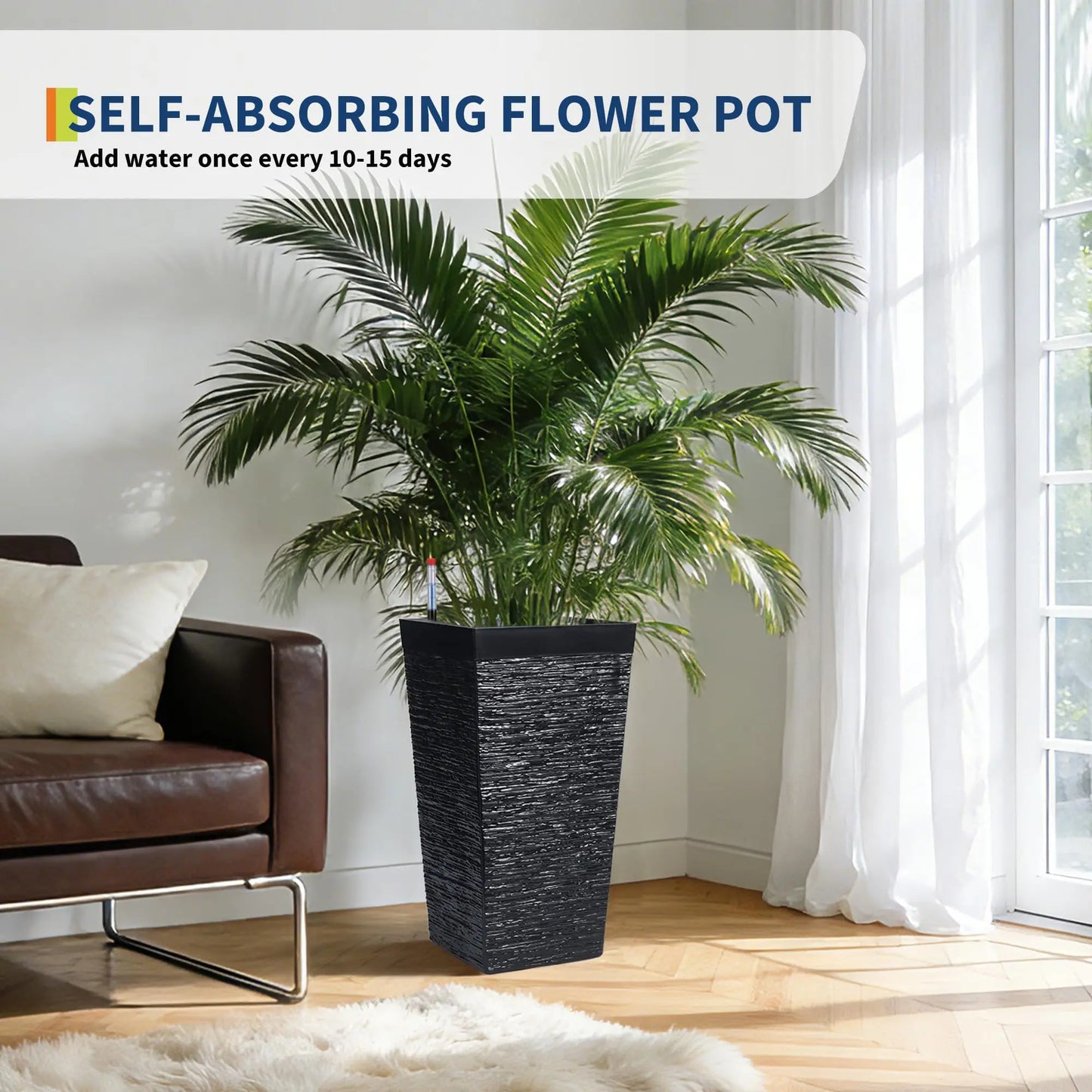 HiMISS Self Watering Tall Planters For Indoor Outdoor Use
