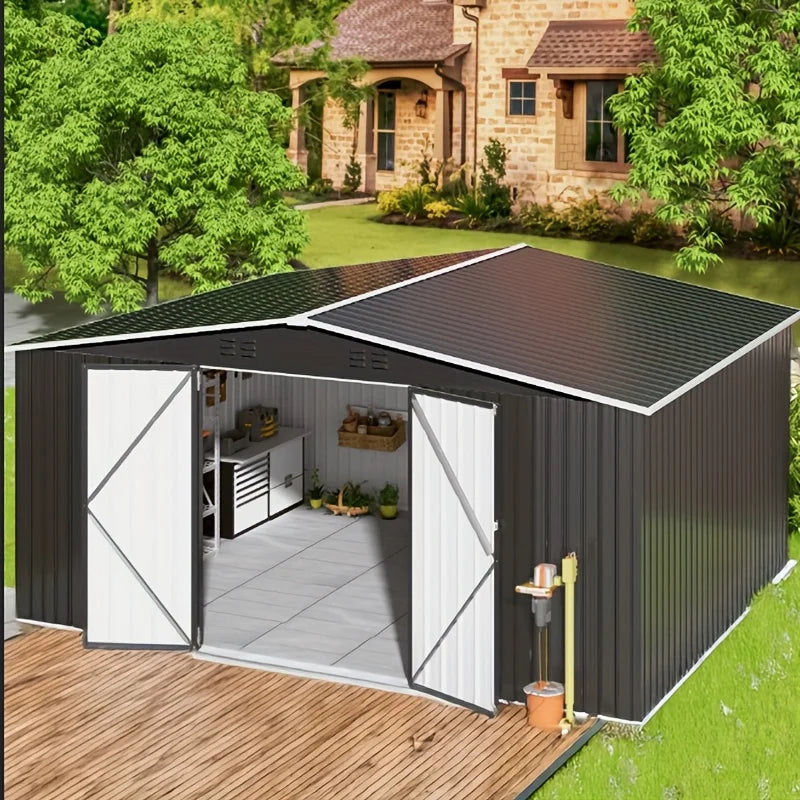 VIWAT Heavy Duty Outdoor Metal Storage Shed With Secure Door