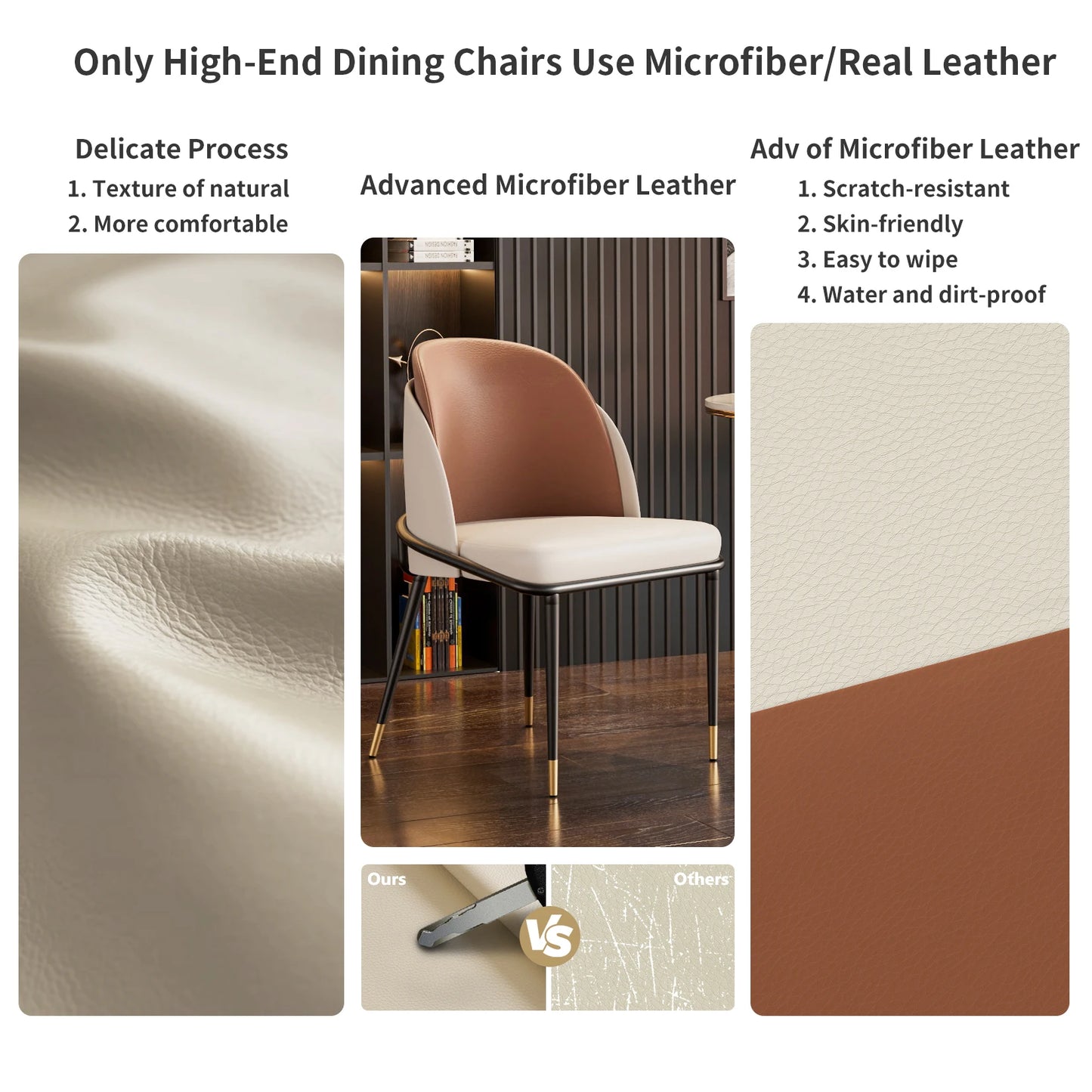 Modern Upholstered Faux Leather Padded Dining Chairs Set Of Two