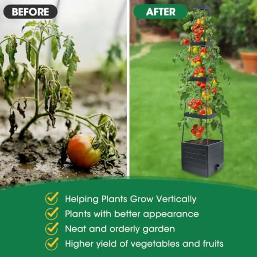 Metal Vegetable Garden Planter Box With Self Watering Trellis