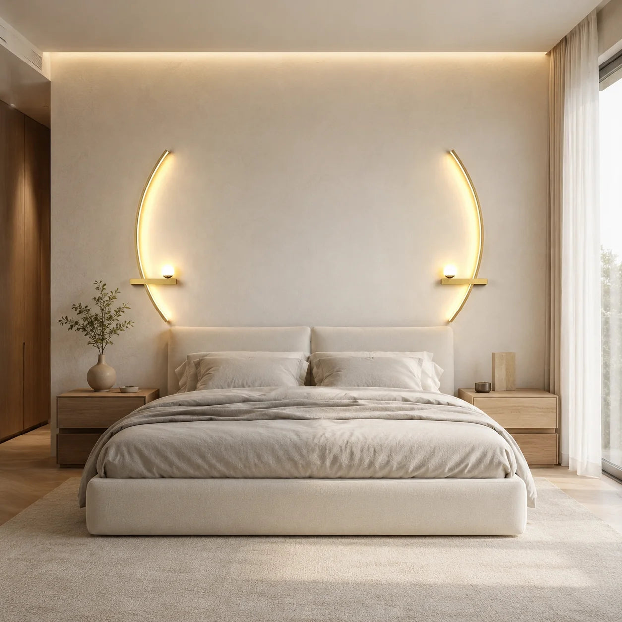 Suckoo Modern Curved LED Wall Sconce With Aluminum Globe