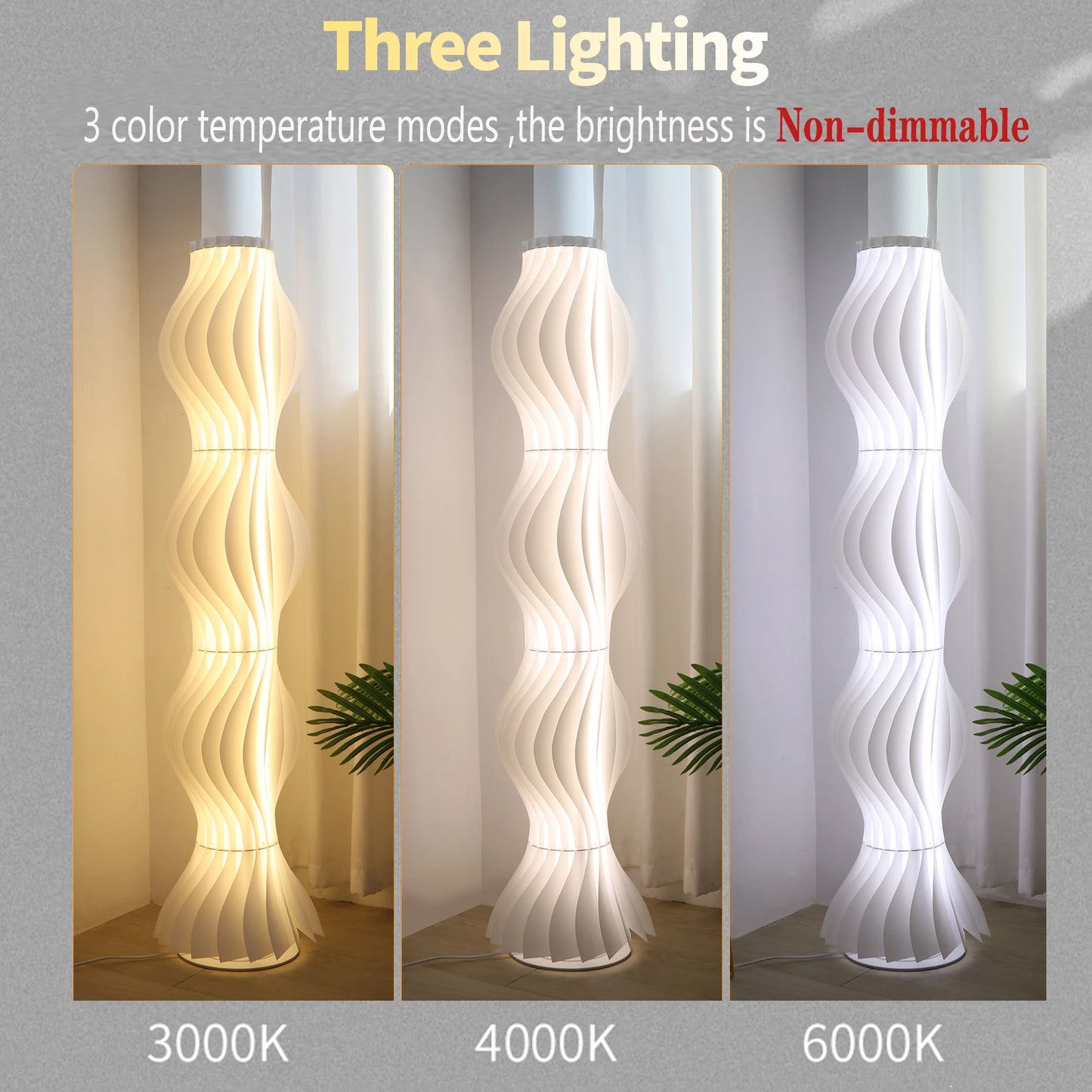 Tall Dimmable LED Floor Lamp With Decorative Iron Base