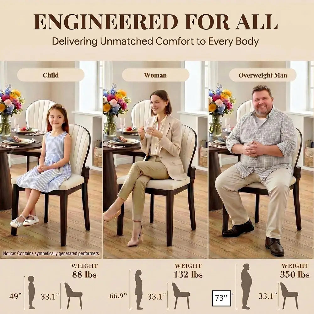 Solid Wood Dining Chairs Set Of Two With Leather Upholstery