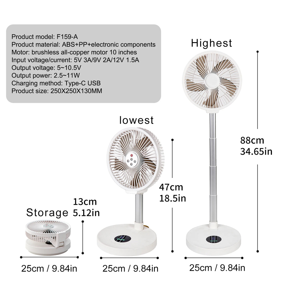 Tengkesi Remote Control Folding Fan With Silent LED Oscillation