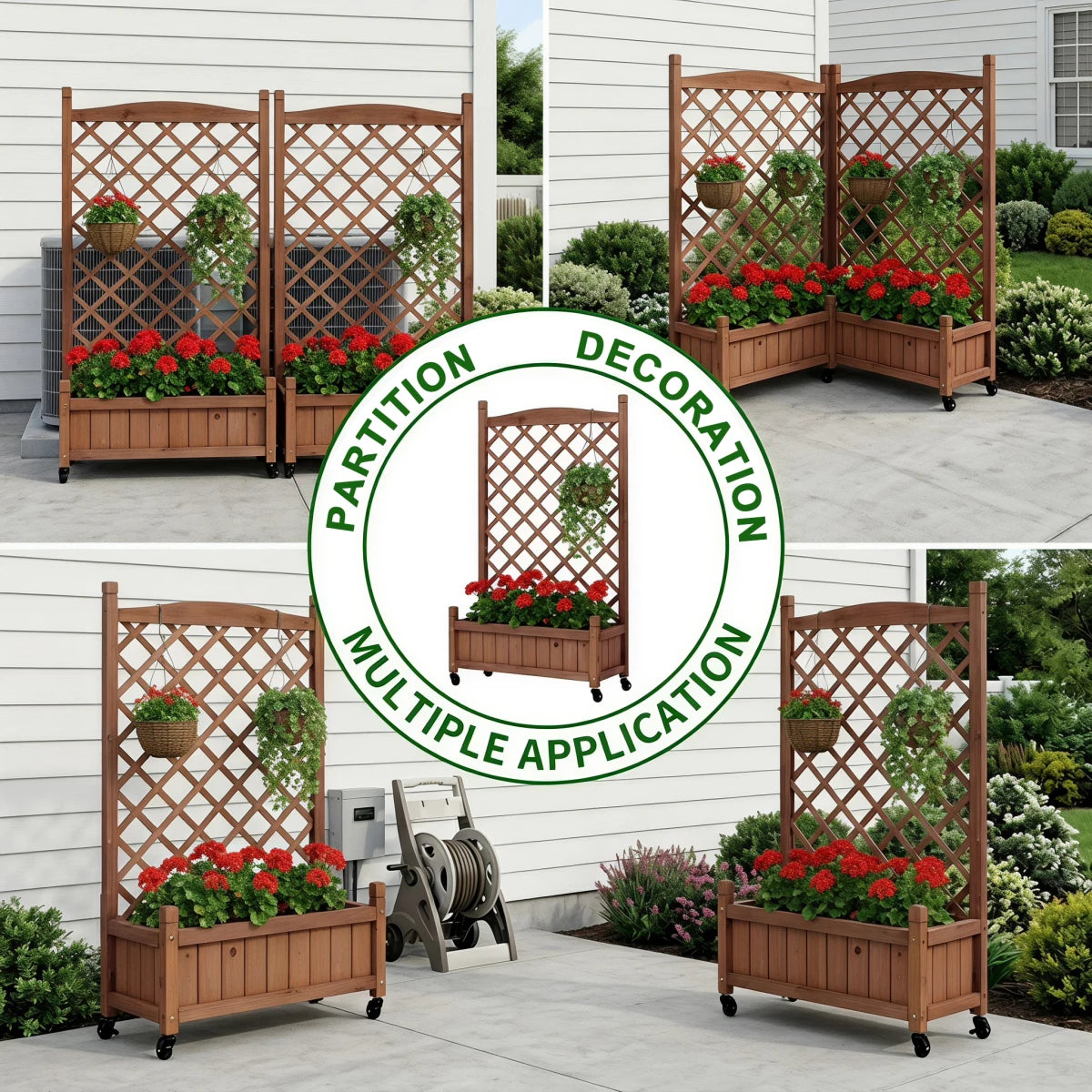 Natural Wooden Raised Garden Bed With Trellis Two Pack