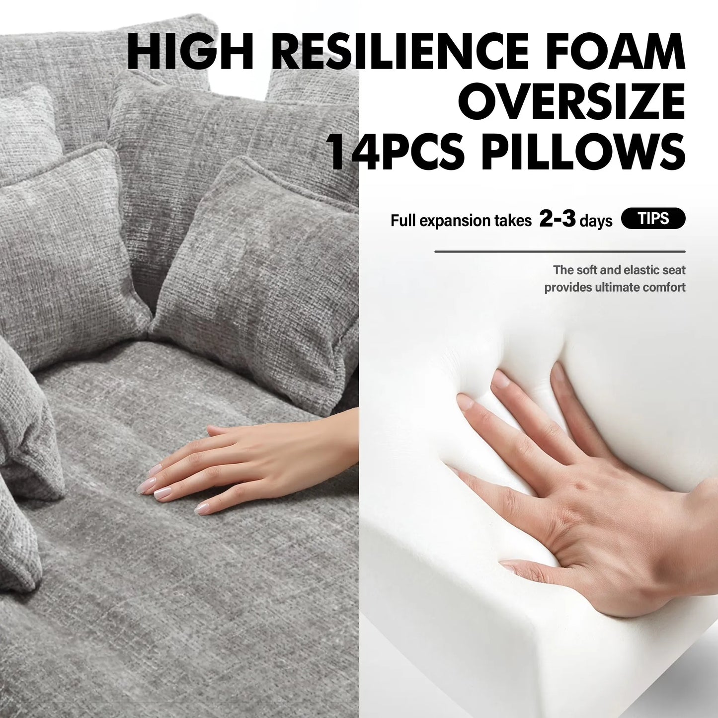 Modern Chenille Cloud Couch Sleeper Sofa With Memory Foam