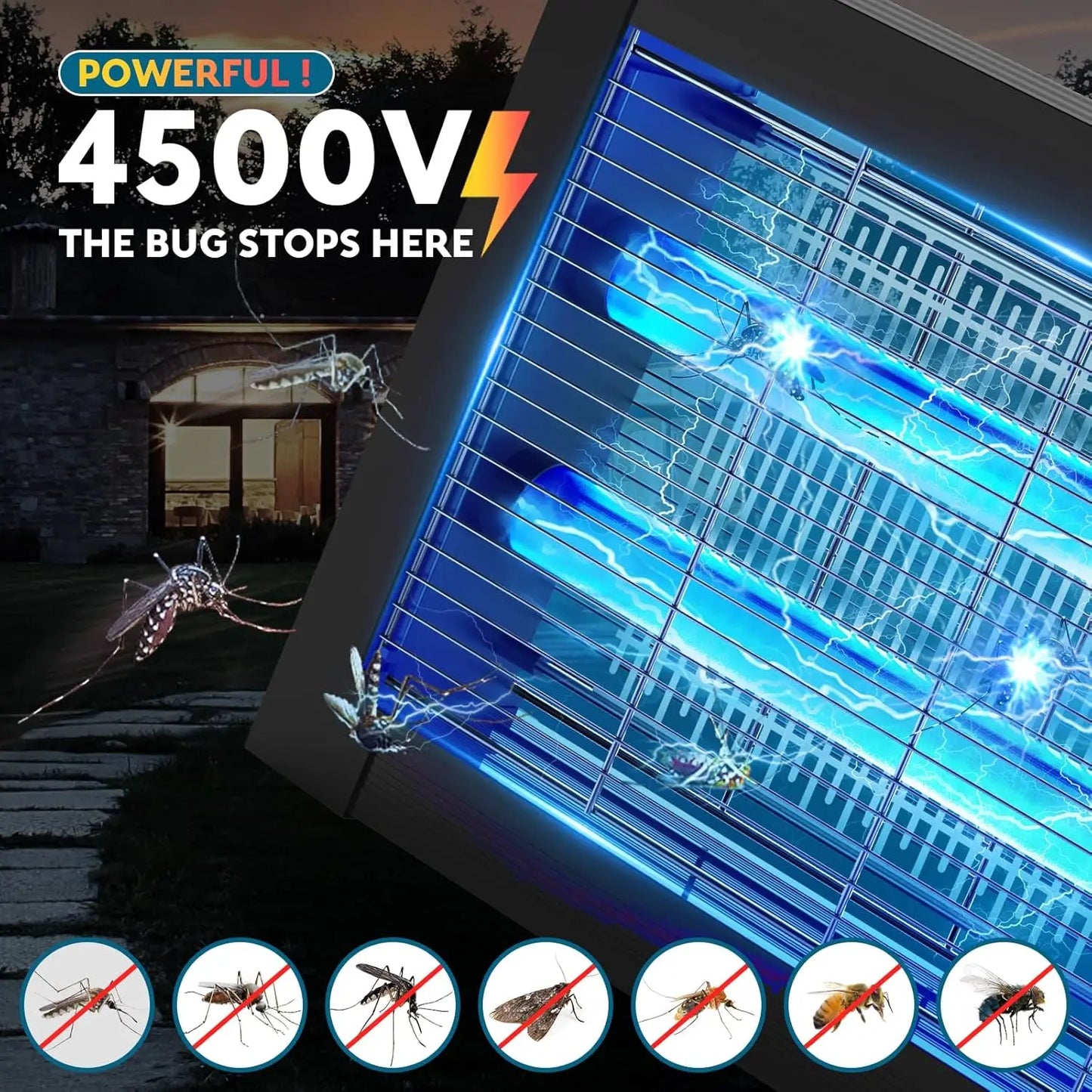 Solar Powered Outdoor Mosquito Zapper With Waterproof Shell