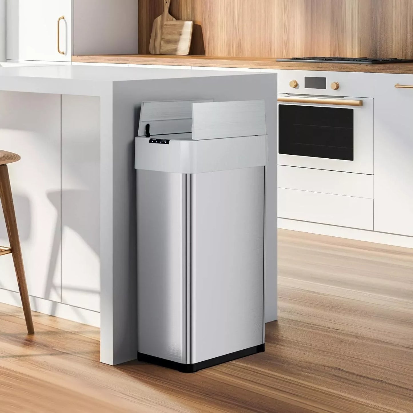 Homfa Motion Sensor Stainless Steel Automatic Garbage Bin