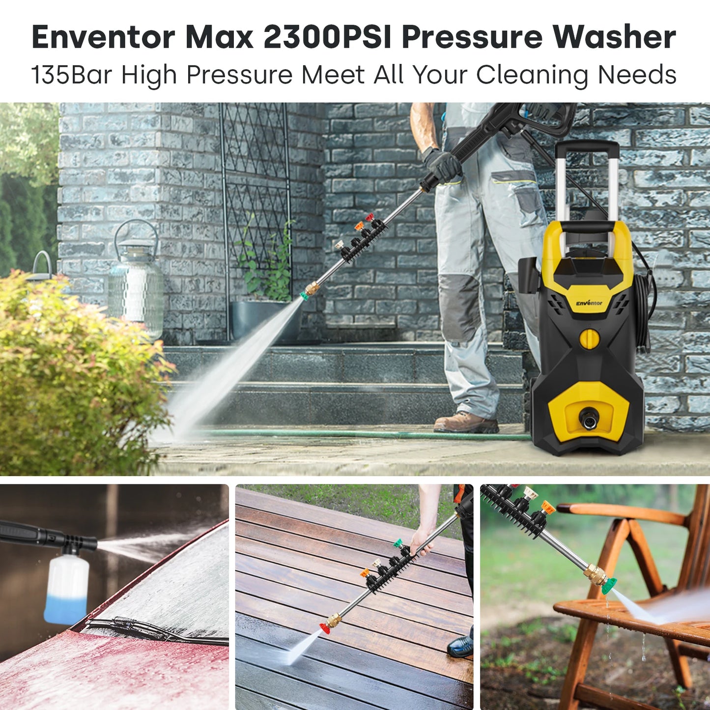 Enventor Portable Electric Pressure Washer For Car And Garden
