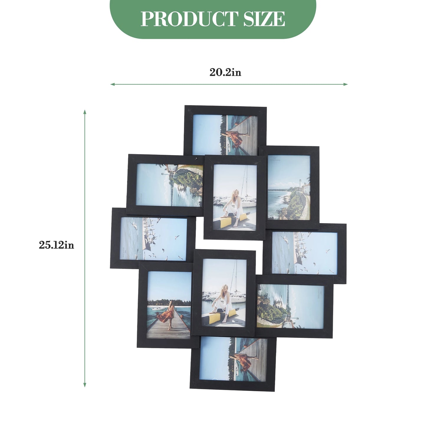 Modern Collage Photo Frame Set With Shatterproof Glass For Walls
