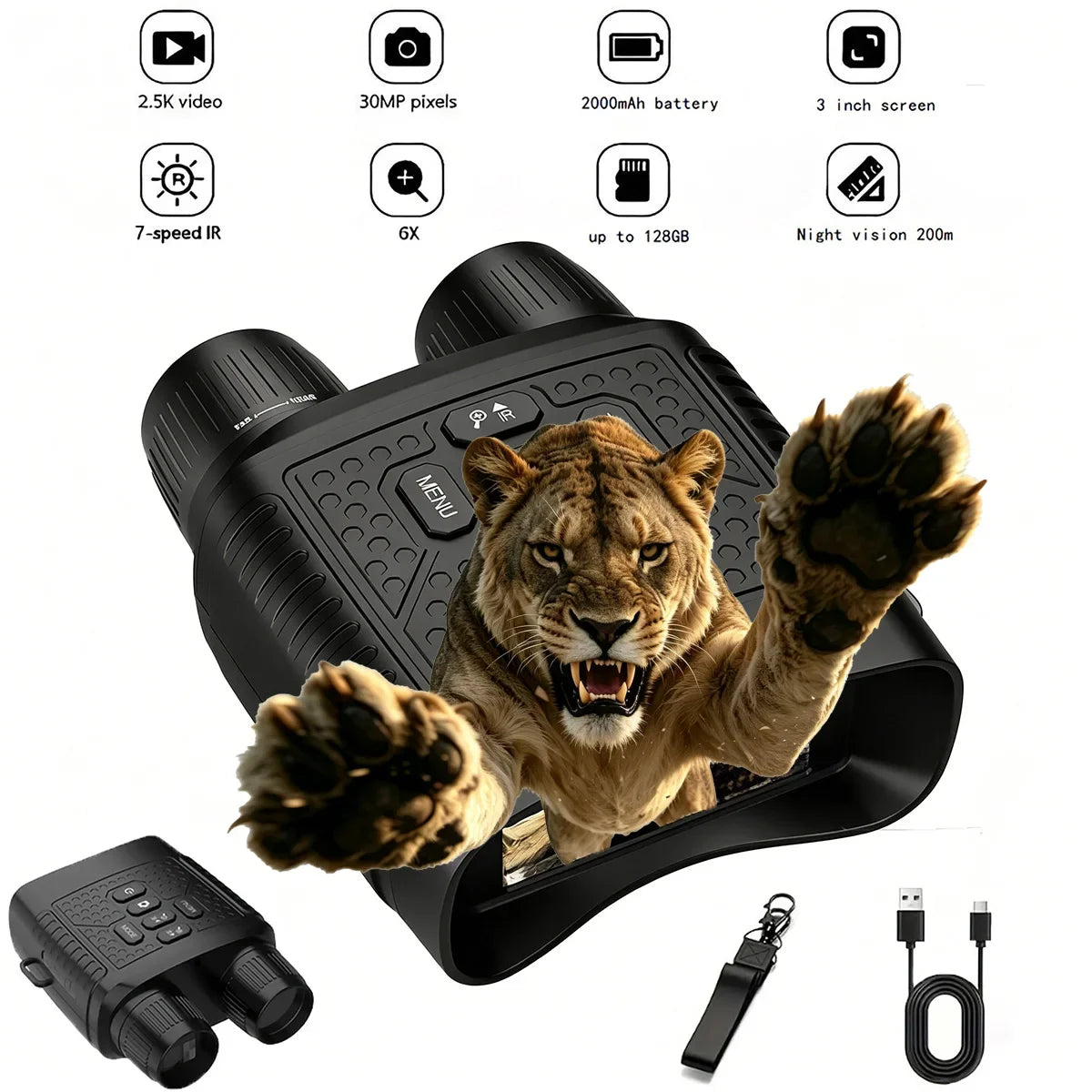 Digital Night Vision Binoculars Featuring 2.5K Camera And 6X Zoom