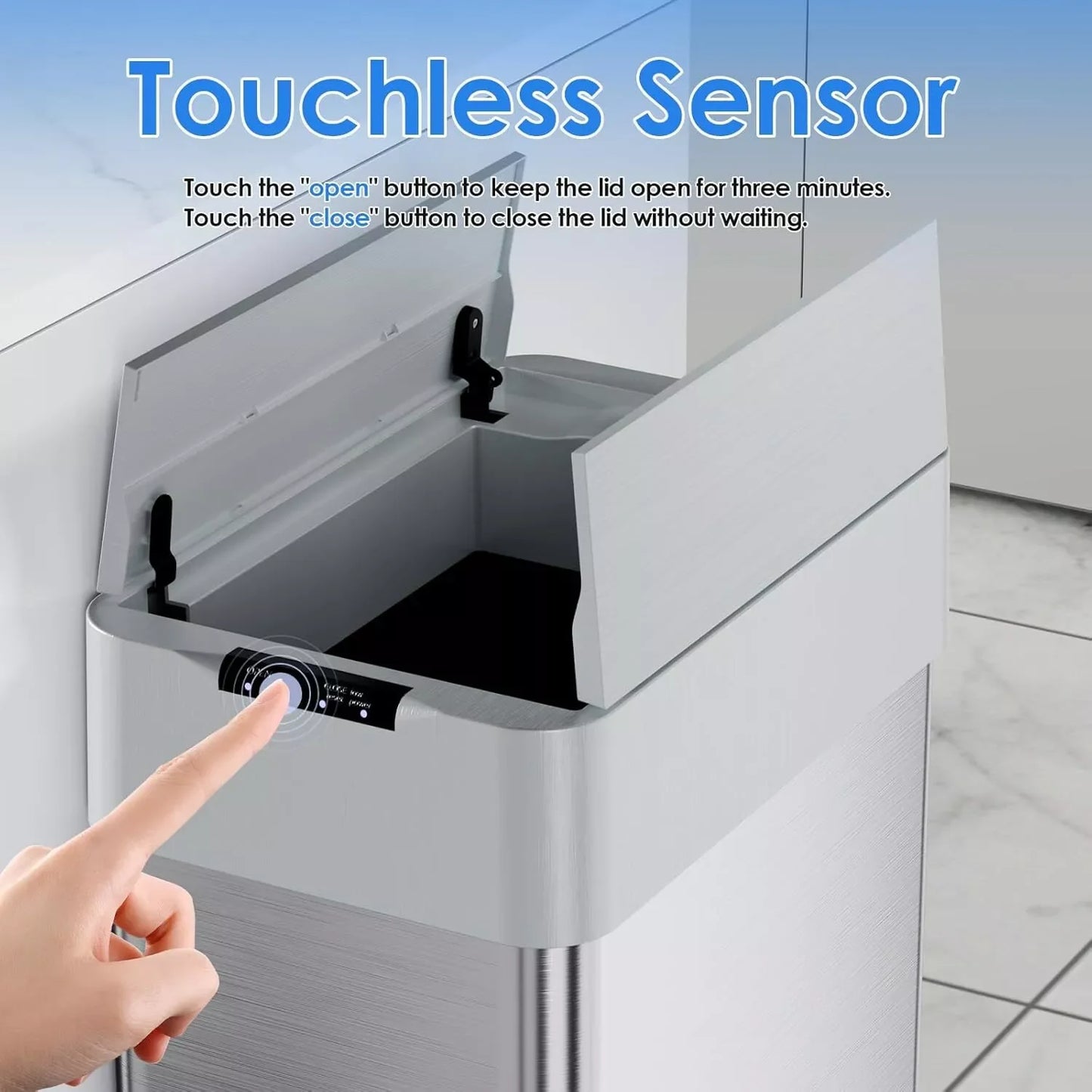 Homfa Motion Sensor Stainless Steel Automatic Garbage Bin