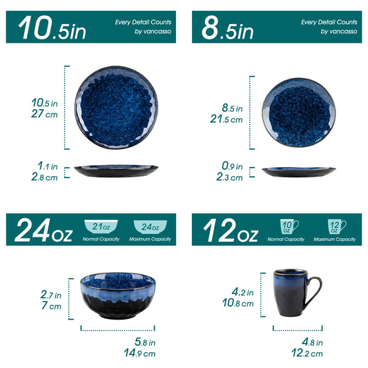 Malacasa Kiln Glaze Dinnerware Set With Plates And Bowls