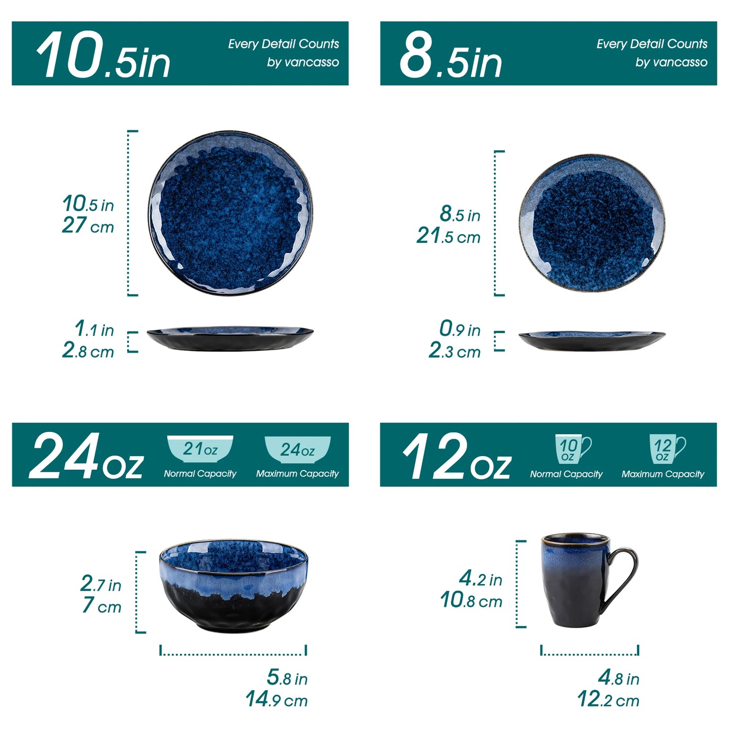 Malacasa Starry Glaze Ceramic Microwave Safe Dinner Set