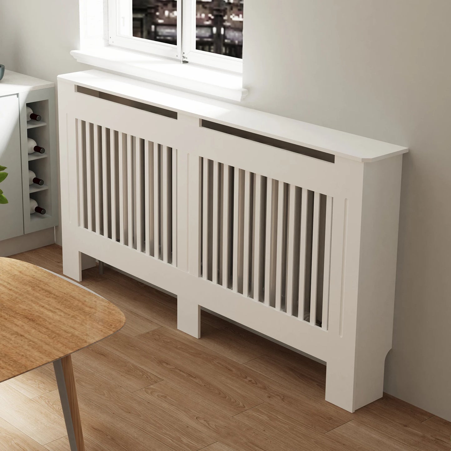 Modern Wooden Radiator Cover With Integrated Storage Shelf Unit