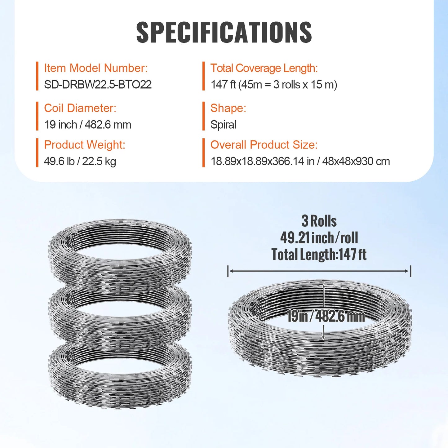 SucceBuy Double Spiral Razor Wire Galvanized Security Fencing Roll
