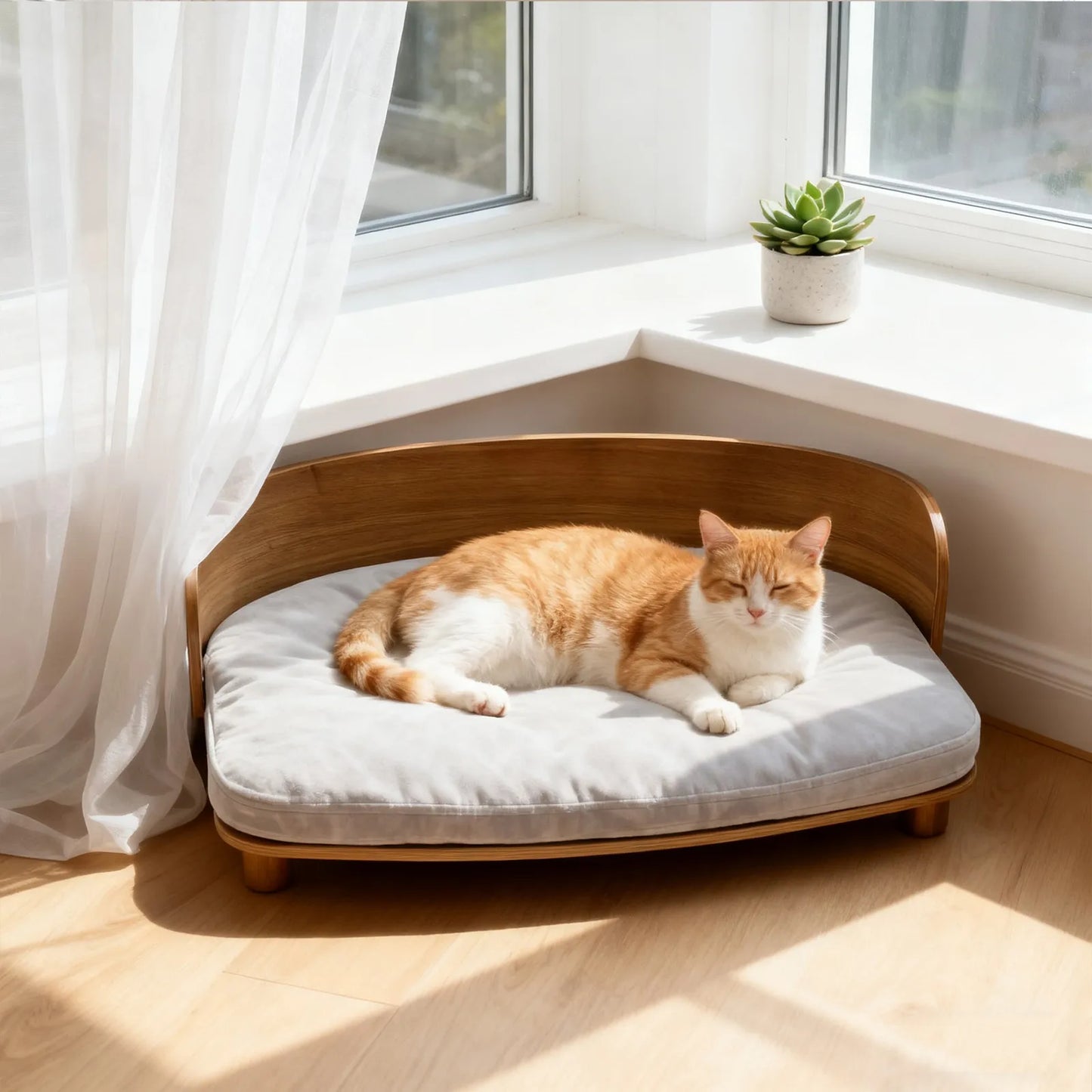 Borwart Eucalyptus Pet Sofa Bed With Cushion For Small Dogs