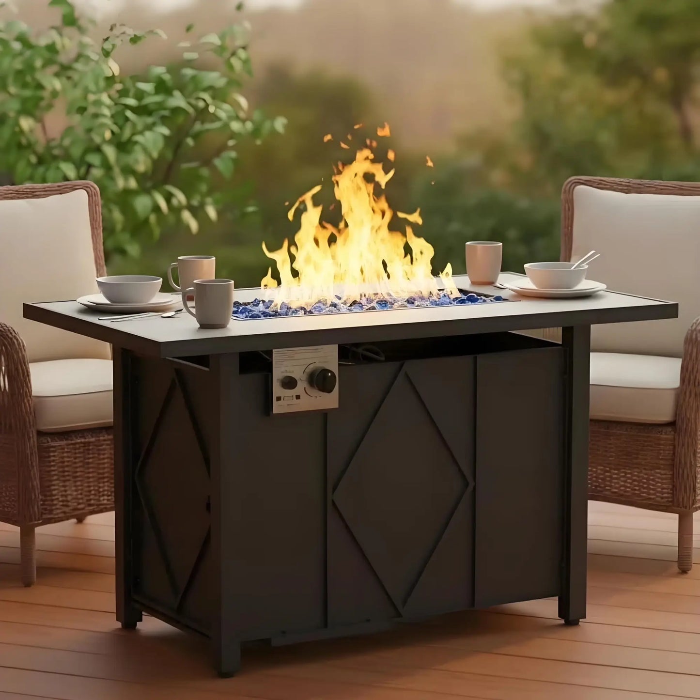 JHK Modern Propane Fire Pit Table For Outdoor Use