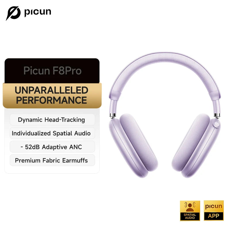 Picun Wireless Headphones With Active Noise Cancellation And Spatial Audio