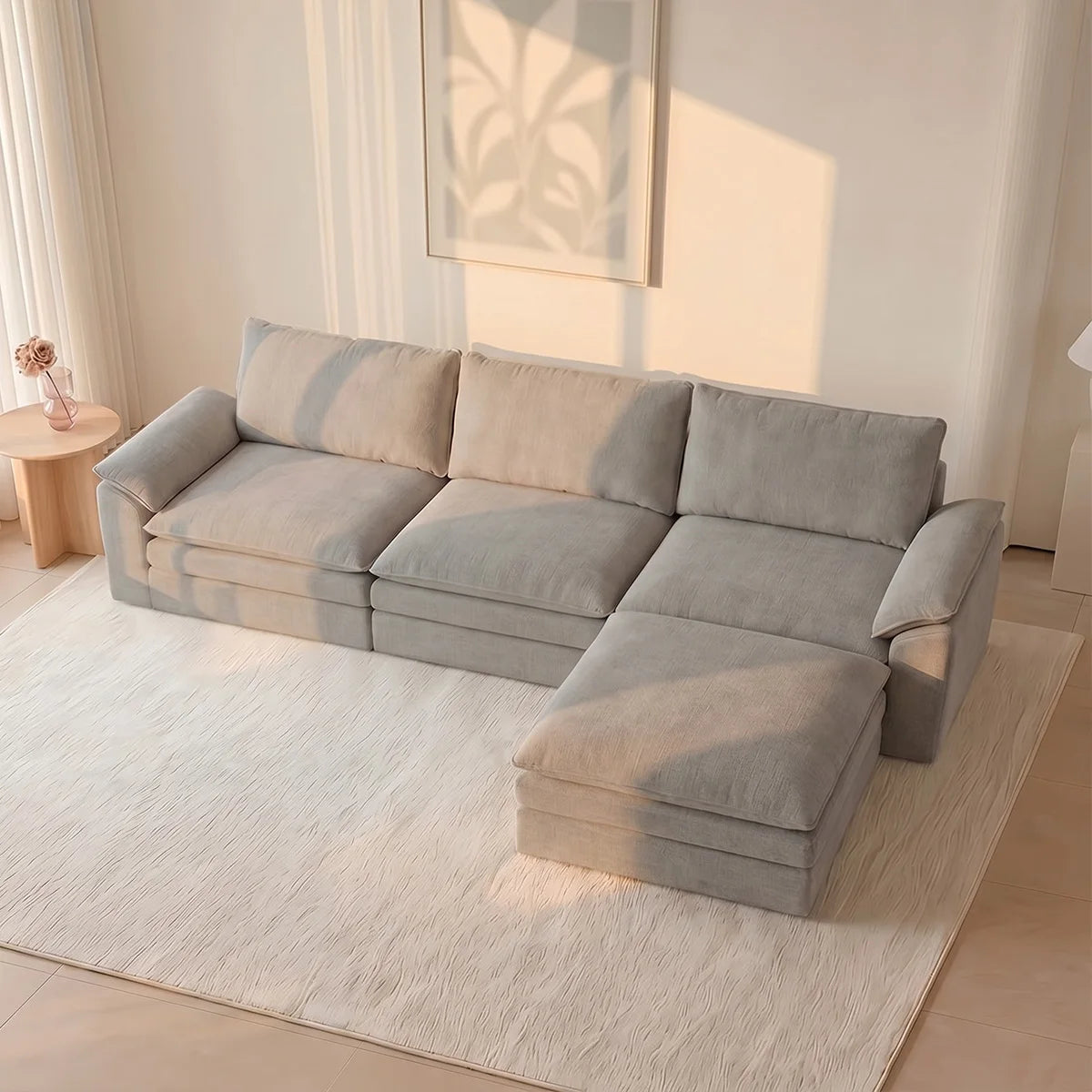 Modern Cloud Modular Sofa Set With Integrated Plush Foam Pillows