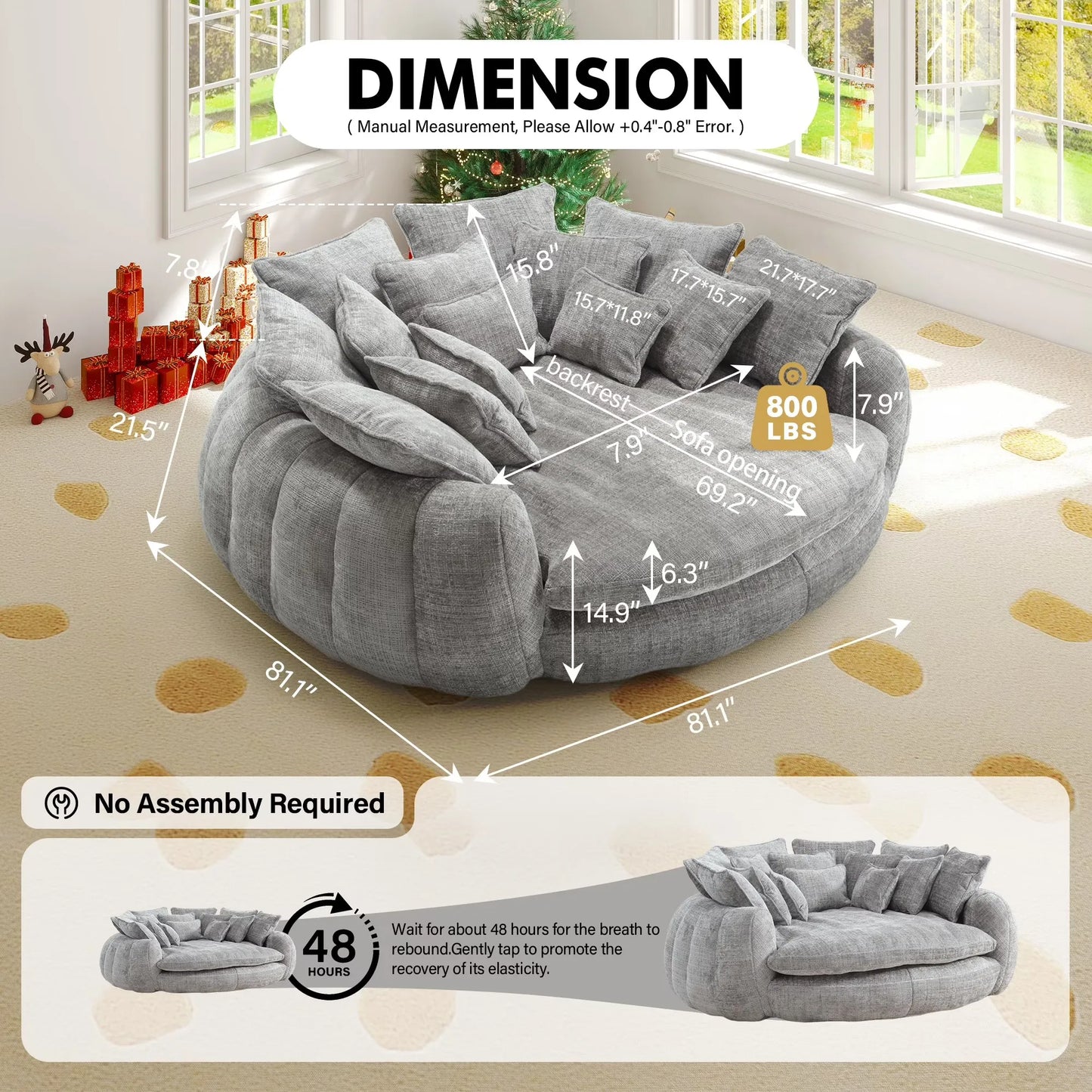 Modern Chenille Cloud Couch Sleeper Sofa With Memory Foam