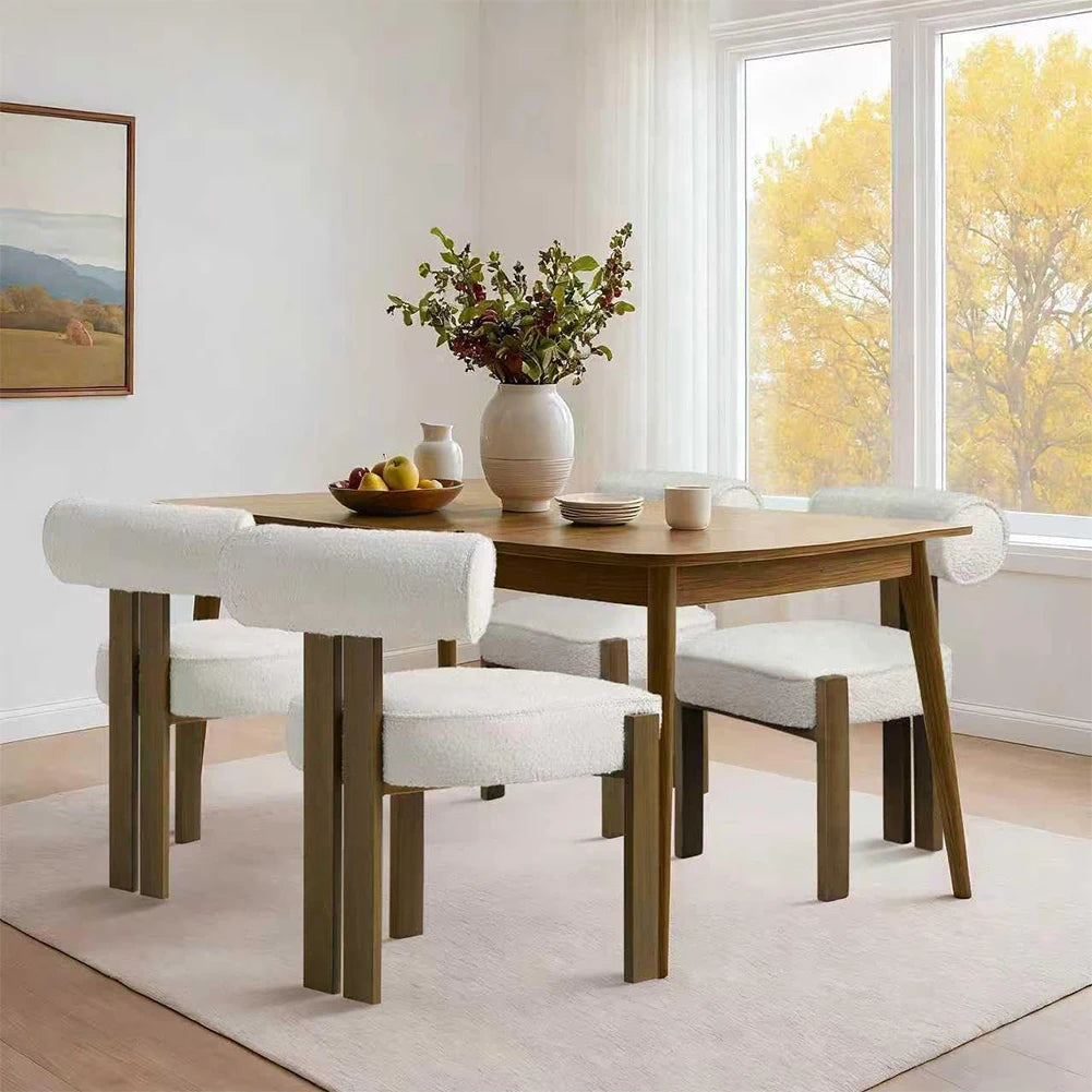 HiMISS Modern Boucle Dining Chairs With Ergonomic Curved Back