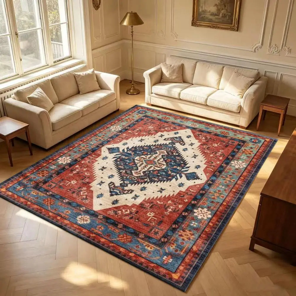 Soft Polyester Tribal Diamond Machine Washable Indoor Floor Mat