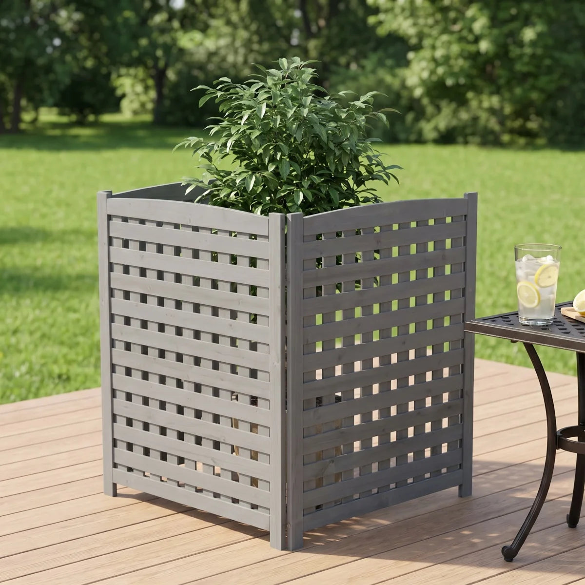 Natural Wooden Raised Garden Bed With Trellis Two Pack