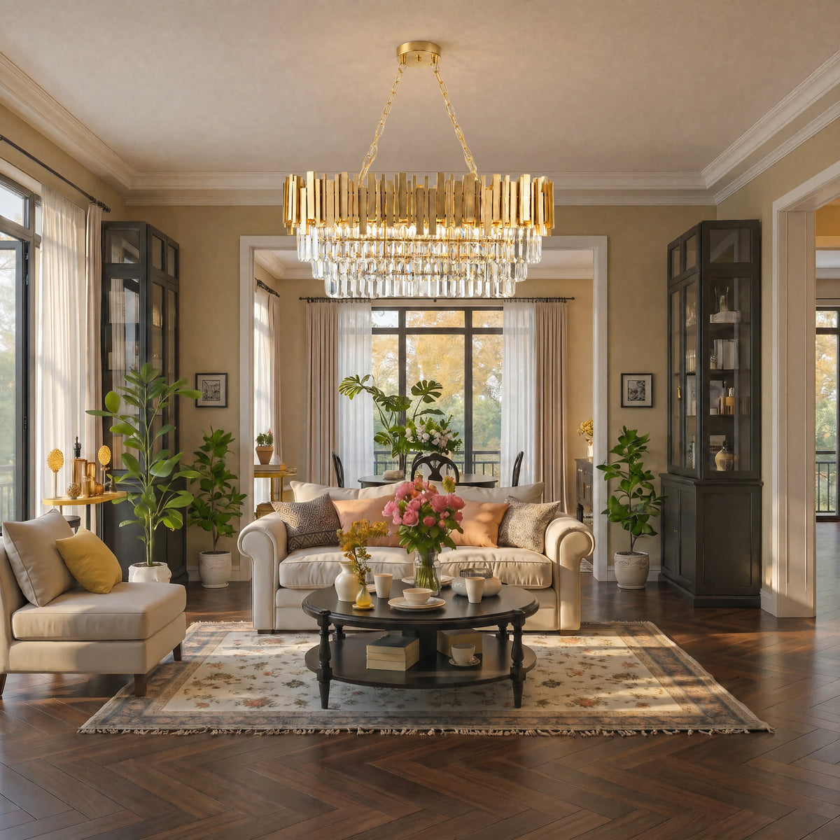 Modern Crystal Raindrop Chandelier Layered Ceiling Light Fixture
