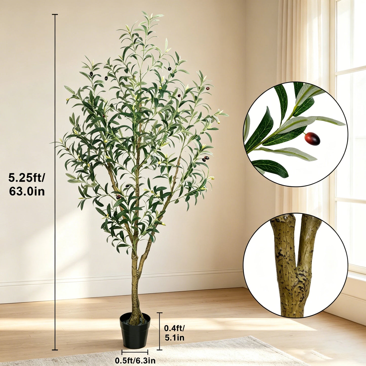 Olitree Artificial Olive Tree With Realistic Fruits For Home Decor