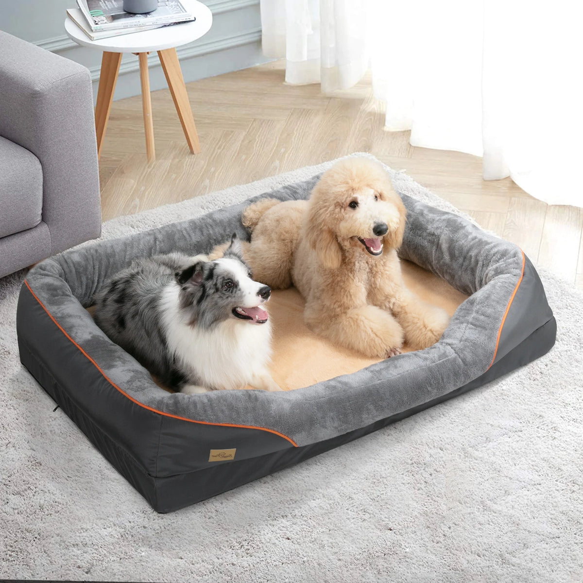 BINGOPAW Warm Fleece Dog Bed With Removable Washable Cover